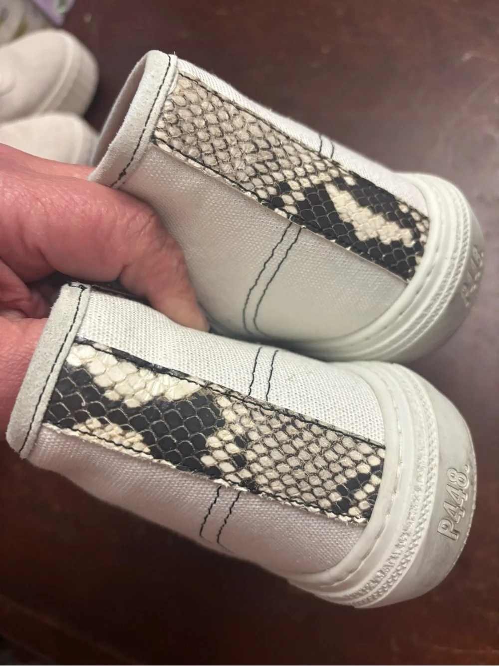 P448 sally high top Sneaker snake print size 38  rubber pull on zip skater goth